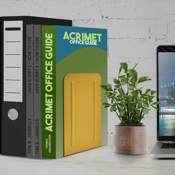 Acrimet Premium Metal Bookends (Heavy Duty) (Yellow Color) (1 Pair) - Image 4
