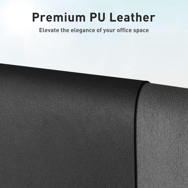 Aothia Leather Desk Pad Protector,Mouse Pad,Office Desk Mat, Non-Slip PU Leather Desk Blotter,Laptop Desk Pad,Waterproof Desk Writing Pad for Office and Home (Black,31.5" x 15.7") - Image 2