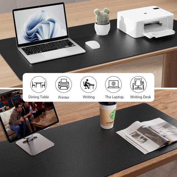 Aothia Leather Desk Pad Protector,Mouse Pad,Office Desk Mat, Non-Slip PU Leather Desk Blotter,Laptop Desk Pad,Waterproof Desk Writing Pad for Office and Home (Black,31.5" x 15.7") - Image 5
