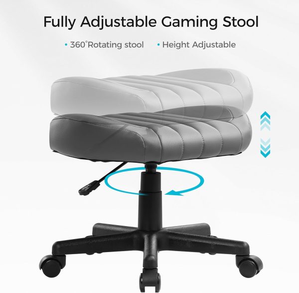 EUREKA ERGONOMIC Height Adjustable Foot Stool,19x18'' Large Seat Under Desk Footrest,Swivel Rolling Chair W Sturdy Wheels,Ottoman Stool Simple Meeting Chair for Home Office,Grey - Image 5
