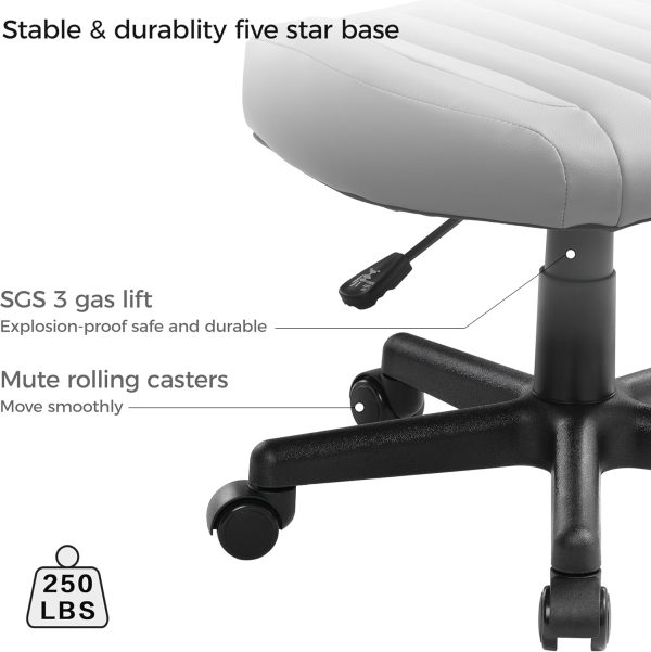 EUREKA ERGONOMIC Height Adjustable Foot Stool,19x18'' Large Seat Under Desk Footrest,Swivel Rolling Chair W Sturdy Wheels,Ottoman Stool Simple Meeting Chair for Home Office,Grey - Image 8