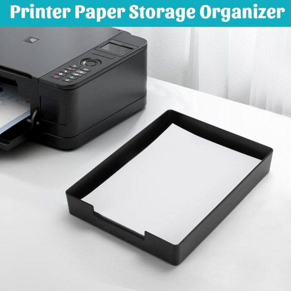 Letter-Size Tray Desk Letter Tray Paper Tray, Sturdy Heavy-Duty Plastic Printer Paper Tray, Single-Tier Stackable File Storage Organizer for Office Home (2, Black) - Image 3