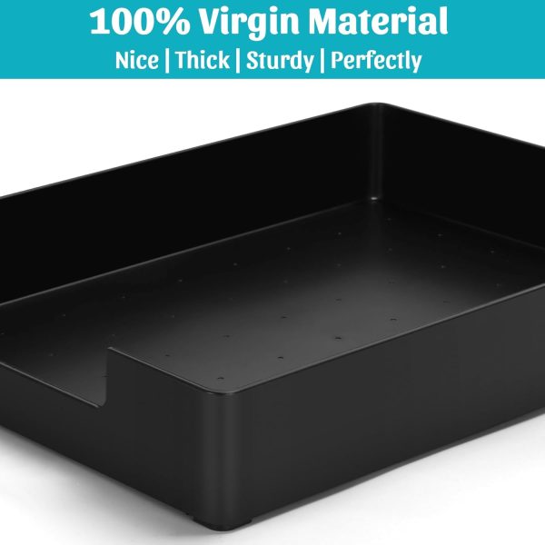 Letter-Size Tray Desk Letter Tray Paper Tray, Sturdy Heavy-Duty Plastic Printer Paper Tray, Single-Tier Stackable File Storage Organizer for Office Home (2, Black) - Image 5