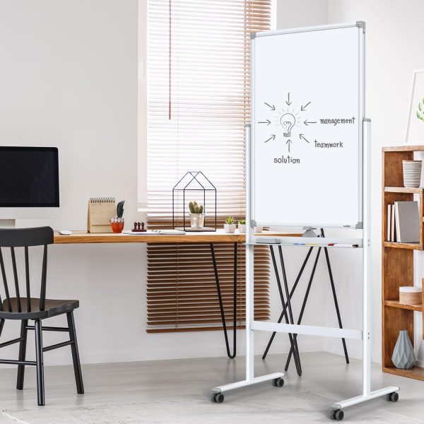 Mobile Dry Erase Board on Wheels - TANKEE 40 x 24 Magnetic Double Sided Whiteboard Easel, Large Reversible Rolling White Board with Aluminum Frame Standing for Office, Home, Classroom - Image 6