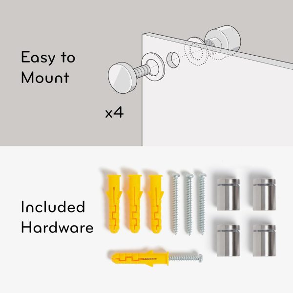 U Brands Glass Dry Erase Board, 35"x23", White Frosted Surface With Silver Grommets, Frameless, Includes Marker With Eraser - Image 4